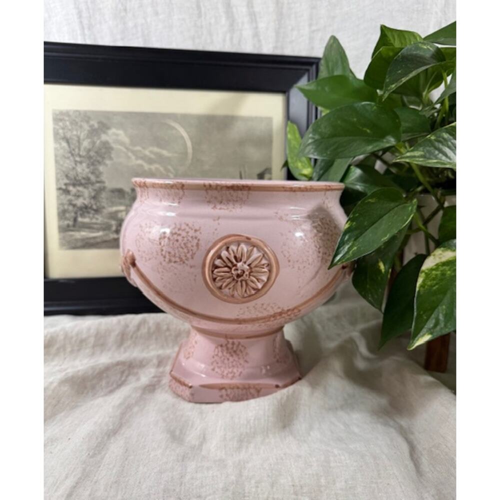 Rare Vintage Pink California Pantry Pedestal Floral Pot